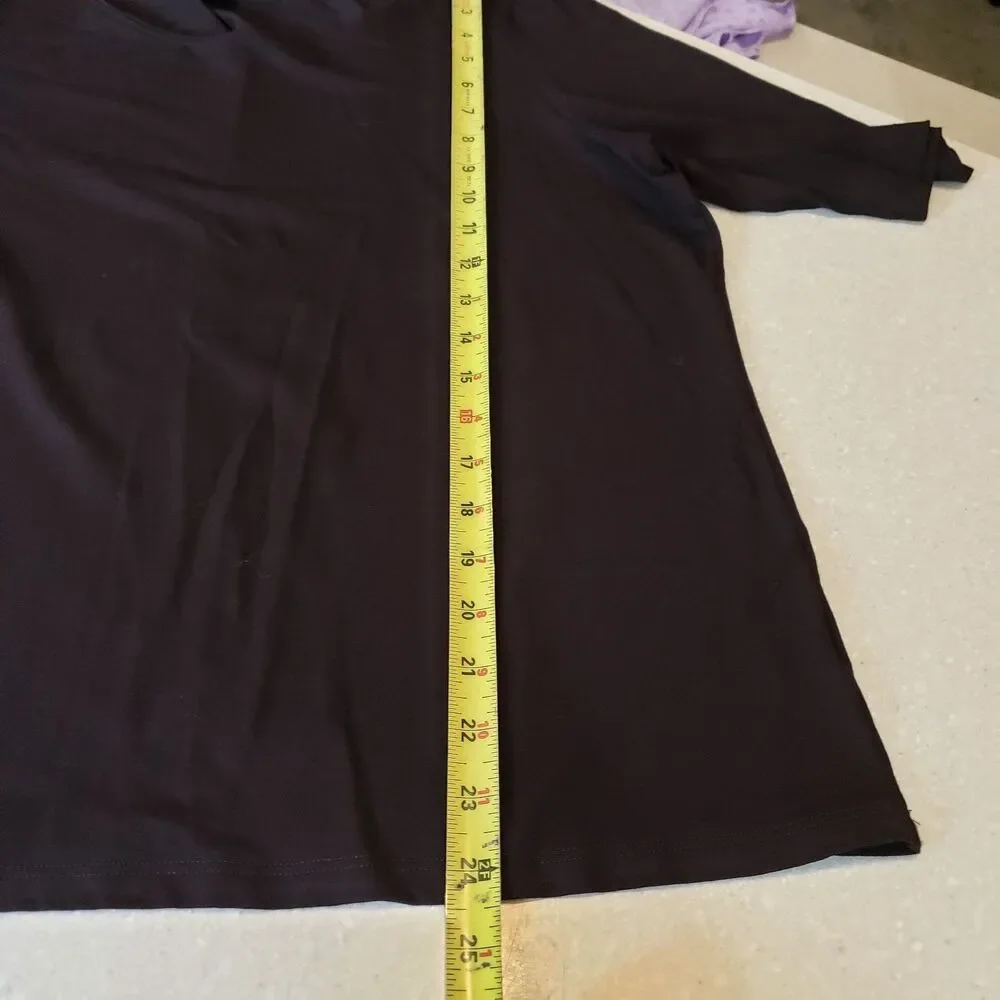 Eileen Fisher Long Sleeve T Shirt Women's XL Black Pullover Crew Neck Top